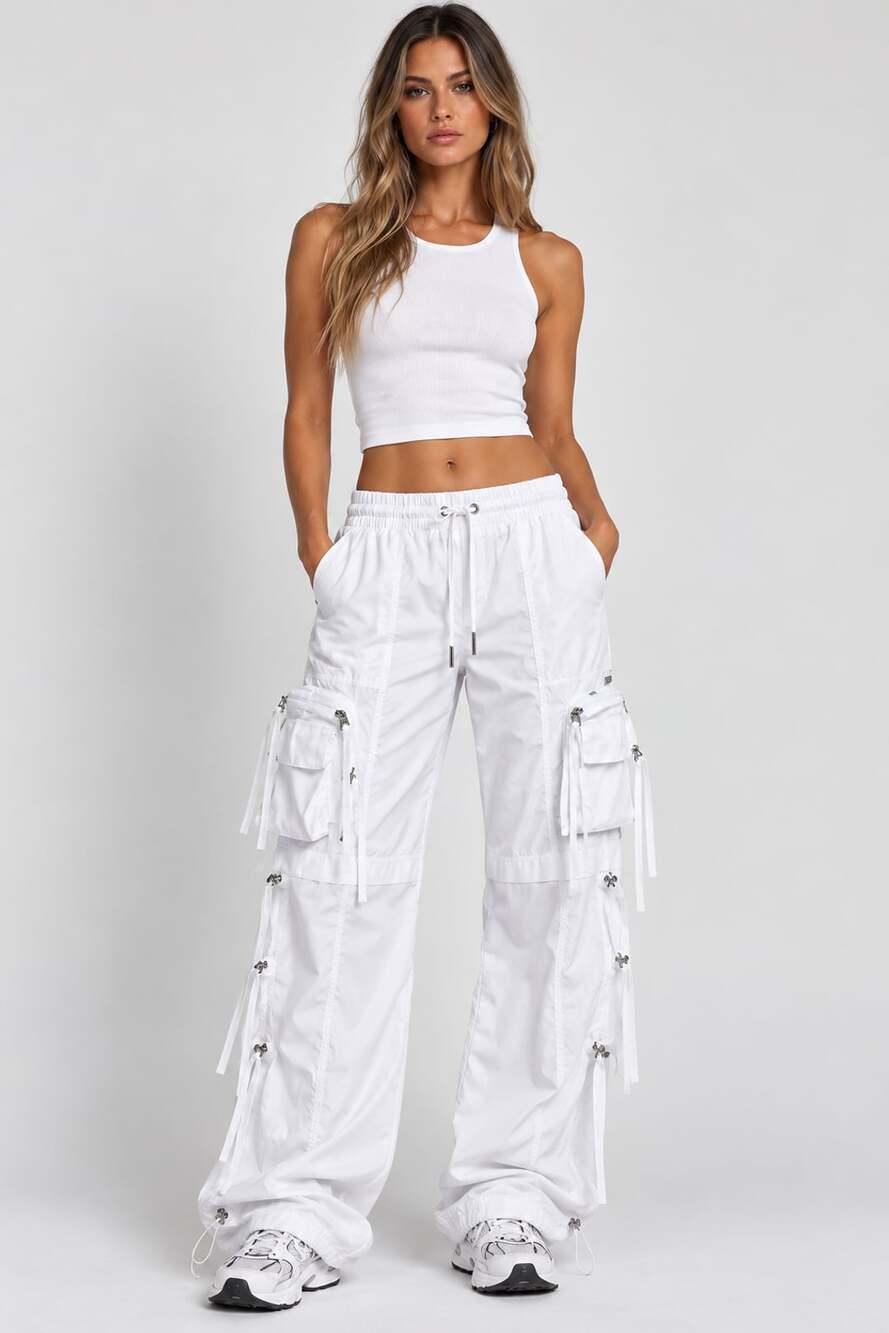 Ser.O.Ya White Alba Ruched Cargo Pants Size: XXL NWT